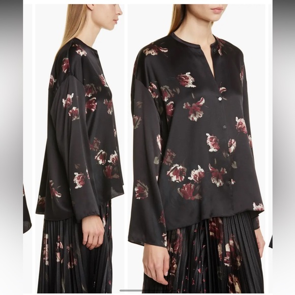 Vince | Tulip Print | Button Up Down | Long Sleeve | Silk | S | B5 - Picture 8 of 13